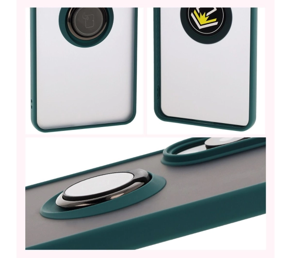 Bizon z uchwytem na palec Hybrid Ring do Galaxy S25 Edge przydymione z Ciemnozieloną ramką