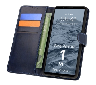 Etui Bizon z klapką Pocket do Sony Xperia 1 VI Granatowy