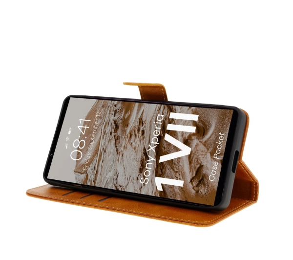 Bizon z klapką Pocket do Sony Xperia 1 VII Brązowy