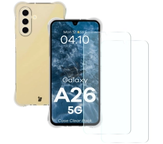 Bizon elastyczne etui Salpa + 2x szkło hartowane Clear Pack do Galaxy A26 5G