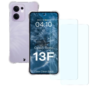 Bizon elastyczne etui Salpa + 2x szkło hartowane Clear Pack do Oppo Reno13 F