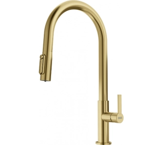 Bateria Franke Maris Slim Clear Water Pull-out J Złoty Mosiądz