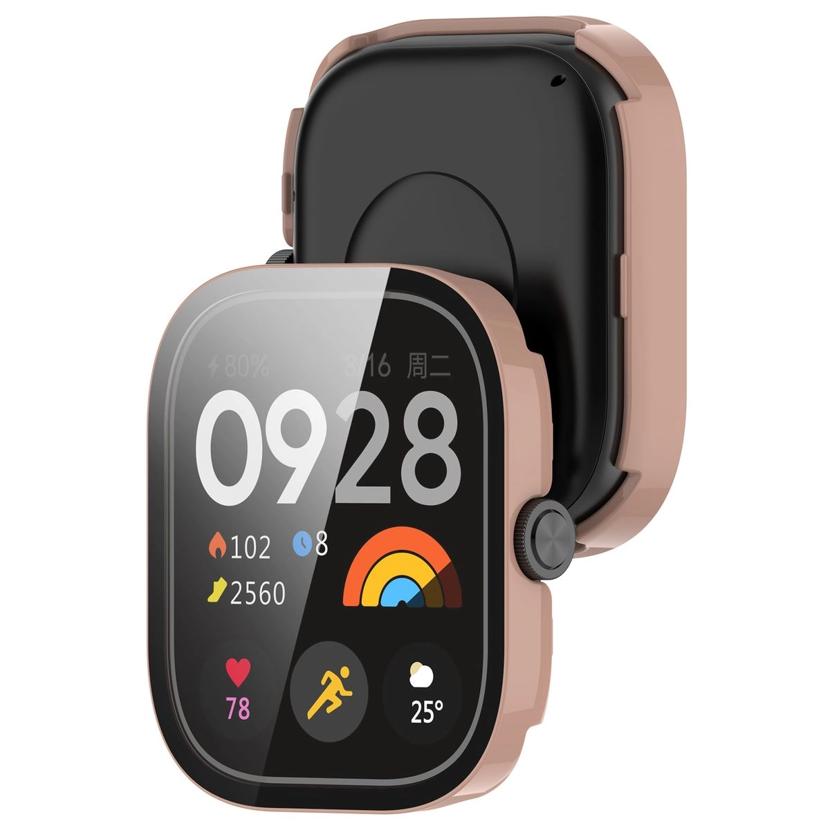 Nakładka na tarczę Bizon ze szkłem do Xiaomi Redmi Watch 5 różowy