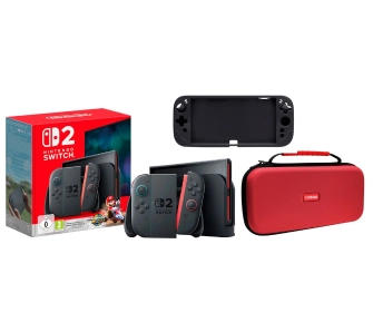 Konsola Nintendo Switch 2 Joy-Con Czarny + Mario Kart World + Etui Trust GXT 1253 Silicone Grip + Etui Trust GXT 1251RB Hardcase