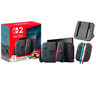 Nintendo Switch 2 Joy-Con Czarny + Mario Kart World + Joy-Con 2 Pair (2szt) + Ładowarka Venom VS4932 - Kup na Raty - RRSO 0%