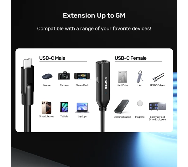 Unitek U1335ABK01 USB-C 10Gbps 5m Czarny