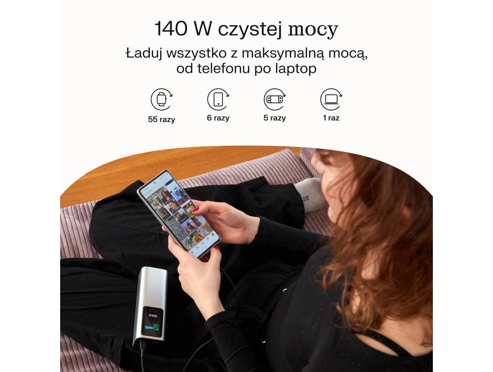 Фото Зовнішній акумулятор (павербанк) Green Cell PowerPlay Ultra 140W (PBGC25UD)