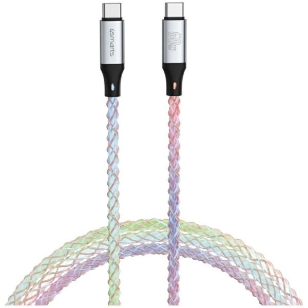 Kabel 4smarts USB-C do USB-C 60W 1,5m RGB Wielokolorowy