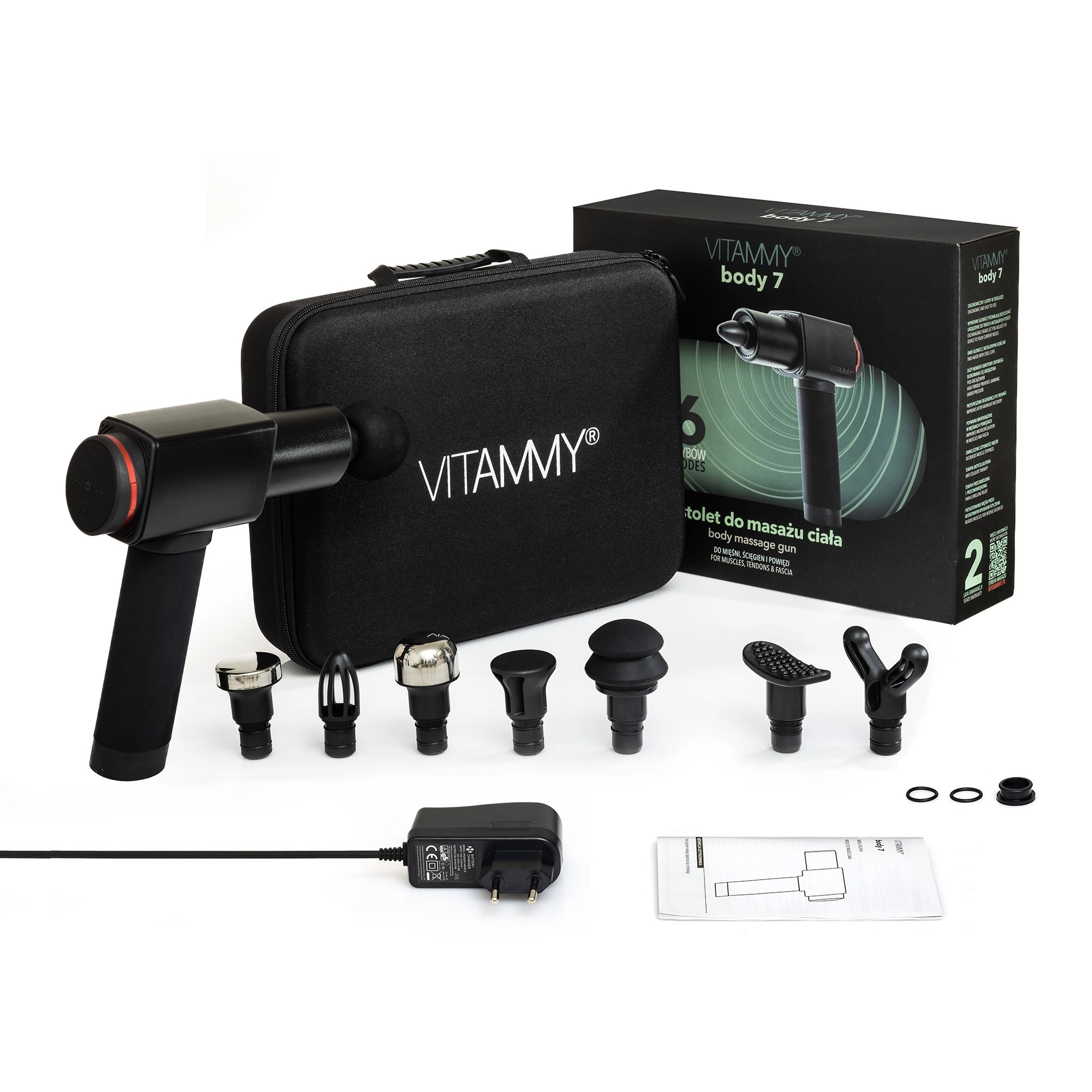 Pistolet do masażu Vitammy Body 7 8 nakładek 3200obr/min 6,6h