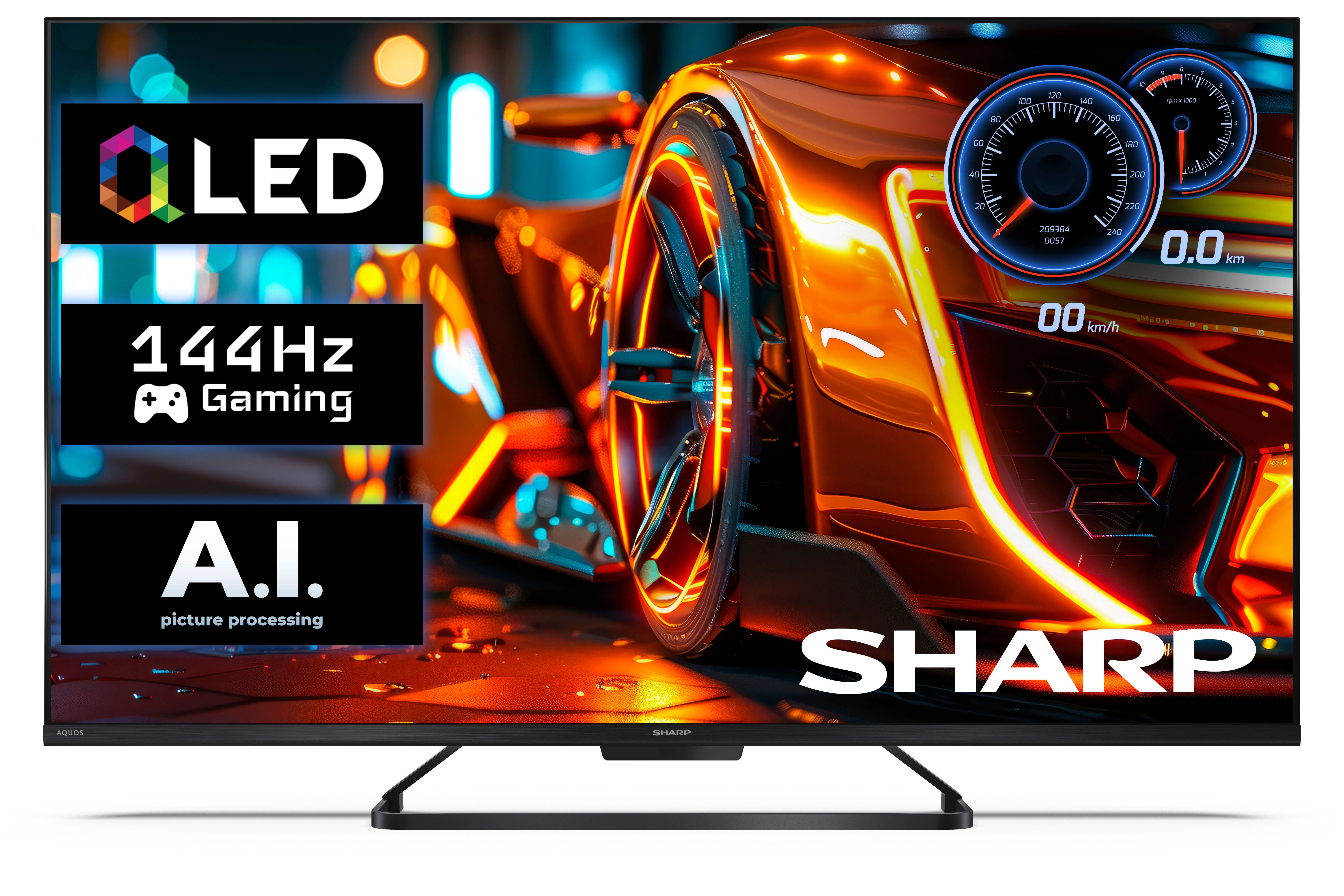 Telewizor Sharp 43HR7765E 43" QLED 4K 144Hz Google TV Funkcje AI Dolby Vision IQ Dolby Atmos DTS-X HDMI 2.1 DVB-T2