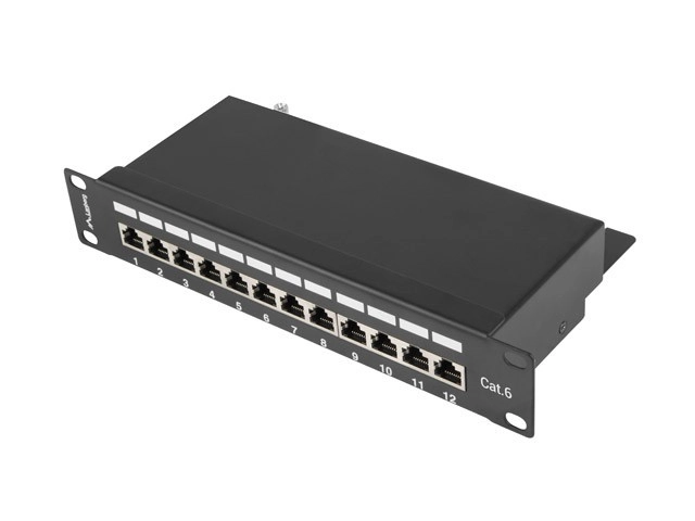 Patch panel Lanberg PPF6-9012-B 12 PORT 1U 10" KAT.6 FTP Czarny