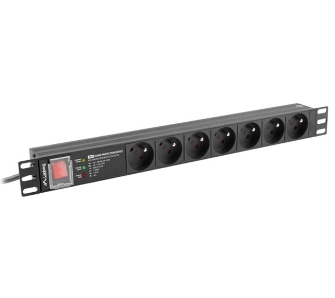 Listwa zasilająca Lanberg RACK PDU 1U 16A 7x230V 2m Czarny