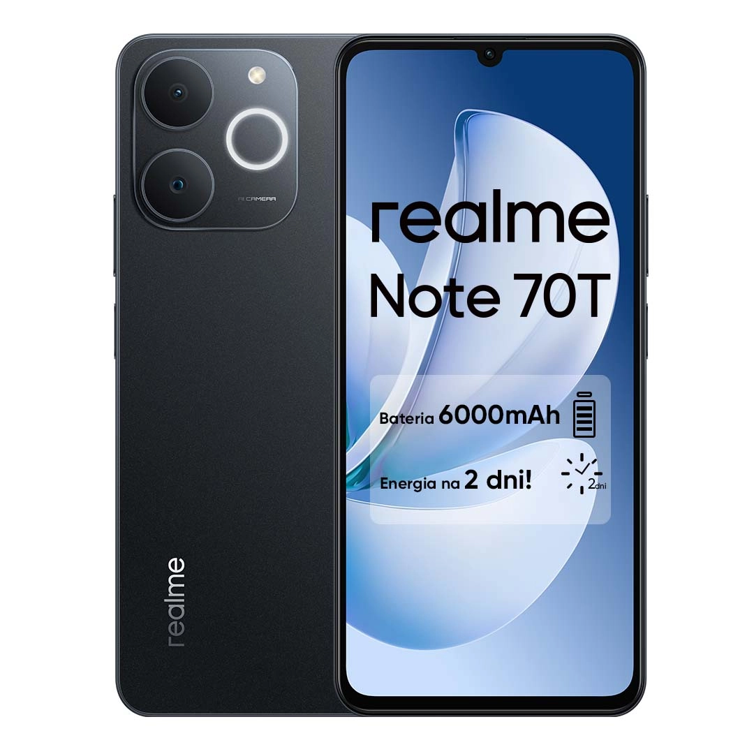 Smartfon realme Note 70T 4/256GB Funkcje AI 6,74" 90Hz 13Mpix Czarny