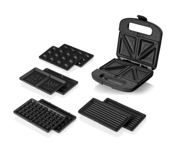 Opiekacze do kanapek - Zeegma Rotee Chef Easy Black Trójkąty Gofry Panini Ciasteczka Motyw dziecięcy 900W