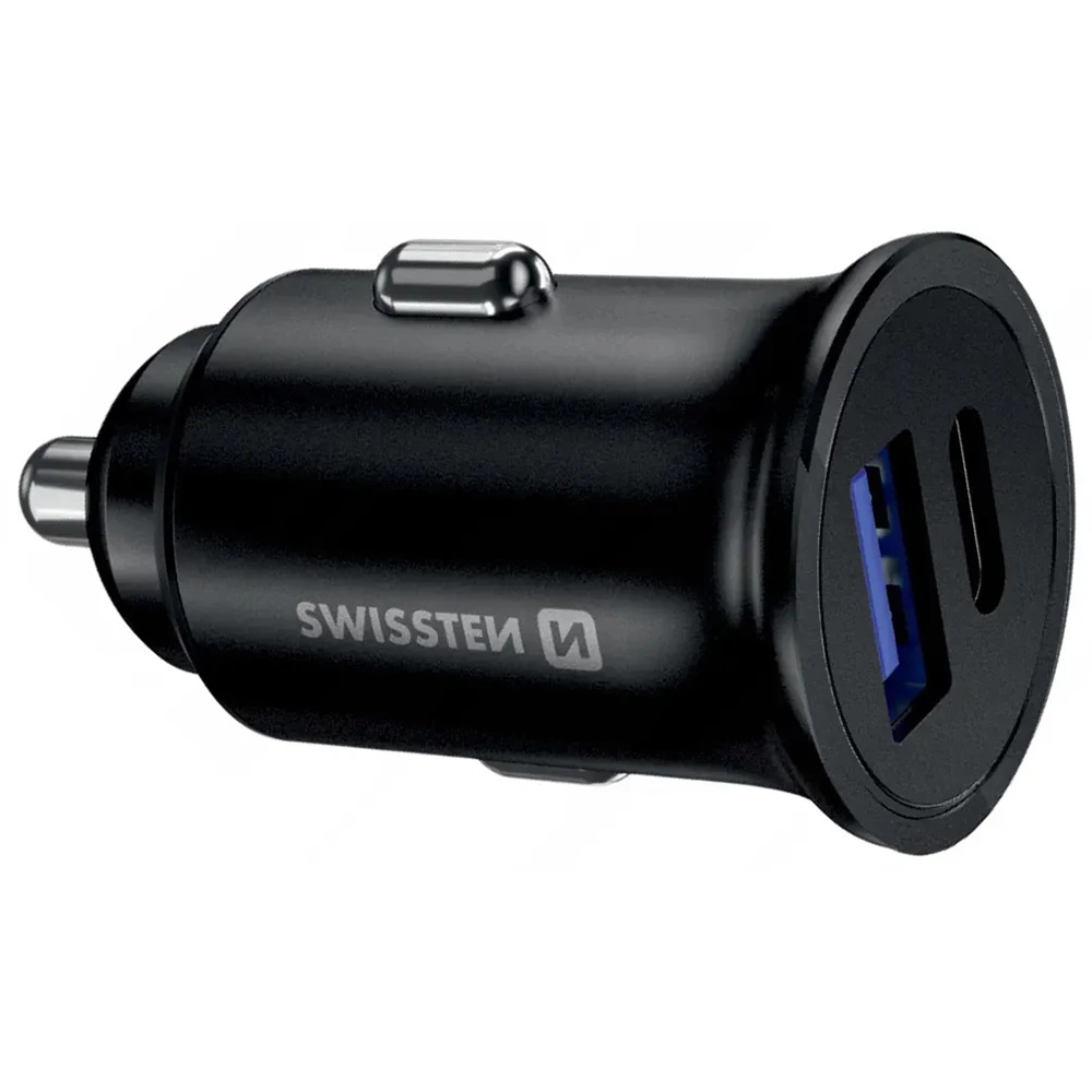 Ładowarka samochodowa Swissten 20111760 Power Delivery + Quick Charge USB-C 36W Czarny