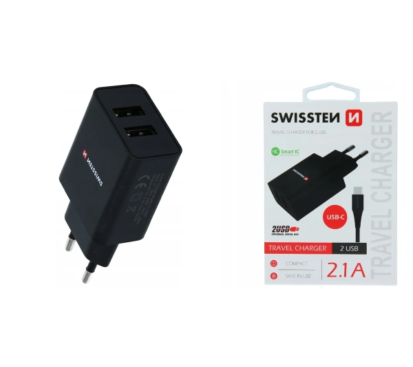 Swissten 22054000  2x USB-A 2,1A Czarny
