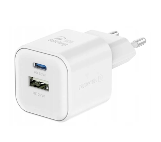 Swissten 22071200 GaN 1x USB-C 35W PD 1x USB-A 27W QC Biały