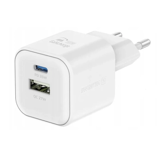 Ładowarka sieciowa Swissten 22071200 GaN 1x USB-C 35W PD 1x USB-A 27W QC Biały
