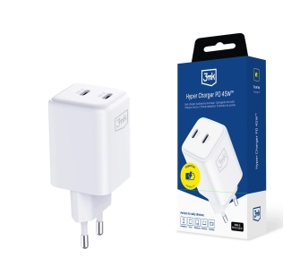 Ładowarka sieciowa 3mk Hyper Charger PD 45W QC4+ PPS 2C Super-Fast Charge 2.0