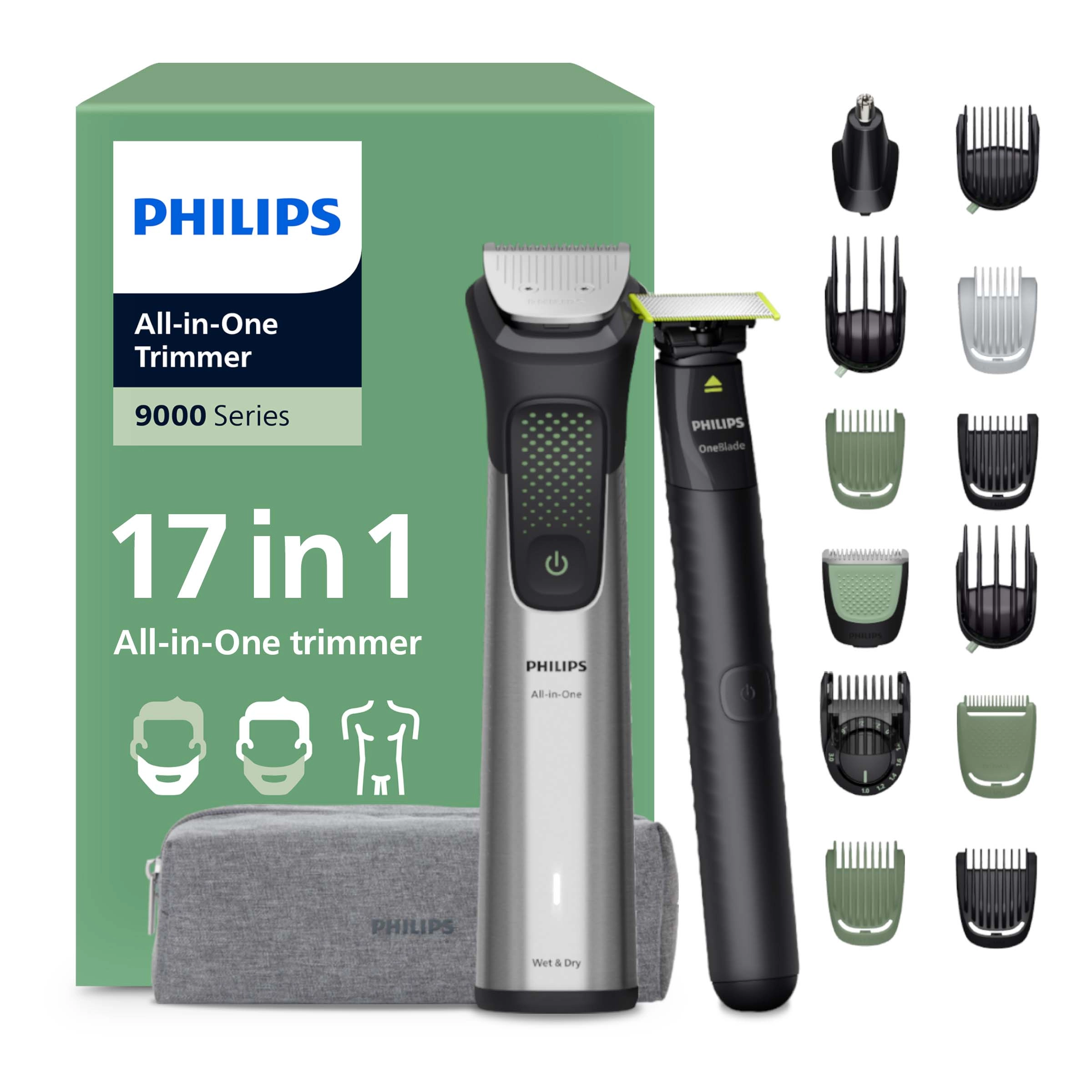 Trymer Philips Seria 9000 MG9535/15 12 nasadek 120min