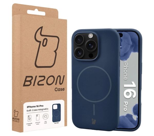 Bizon Soft z MagSafe do Apple iPhone 16 Pro Granatowy