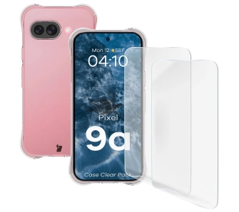 Zestaw ochronny Bizon elastyczne etui Salpa + 2x folia na ekran Clear Pack do Google Pixel 9a