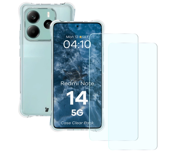 Bizon elastyczne etui Salpa + 2x szkło hartowane Clear Pack do Xiaomi Redmi Note 14 5G