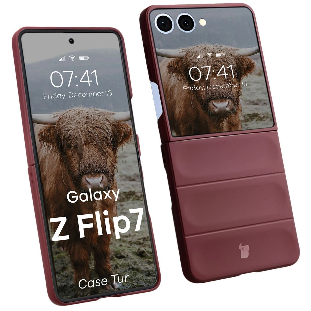 Etui Bizon Tur do Samsung Galaxy Z Flip7 Ciemnofioletowy