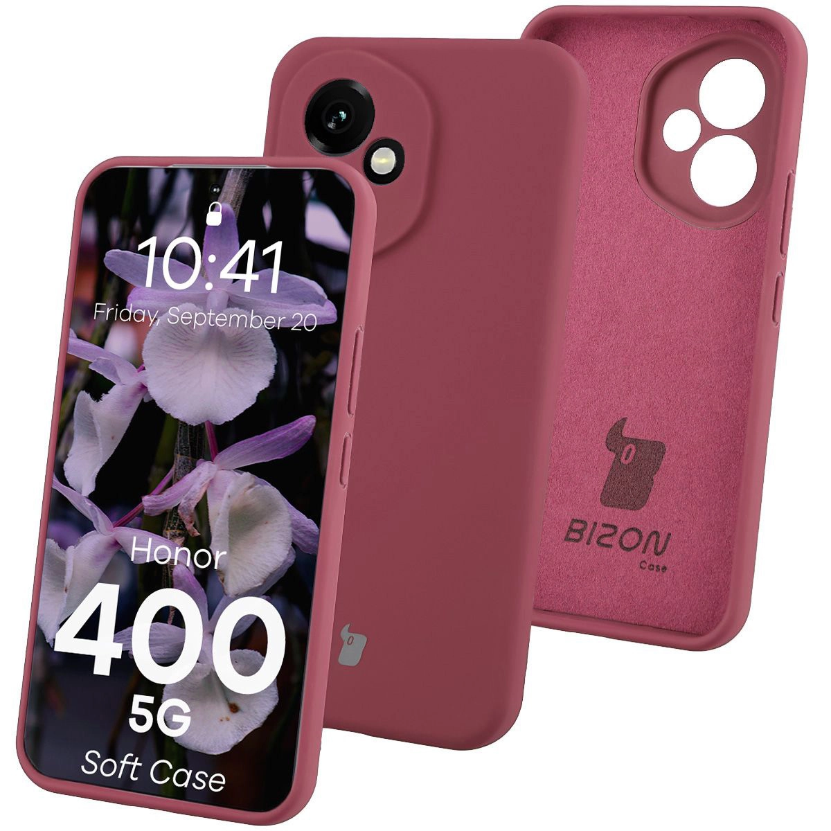 Etui Bizon Soft do Honor 400 5G Śliwkowy