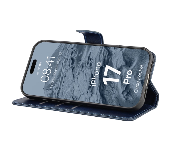 Bizon z klapką Pocket do Apple iPhone 17 Pro Granatowy