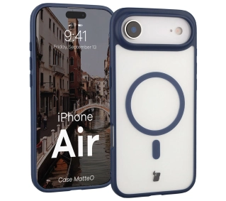 Bizon MatteO z MagSafe do Apple iPhone Air Półprzezroczyste z niebieską ramką