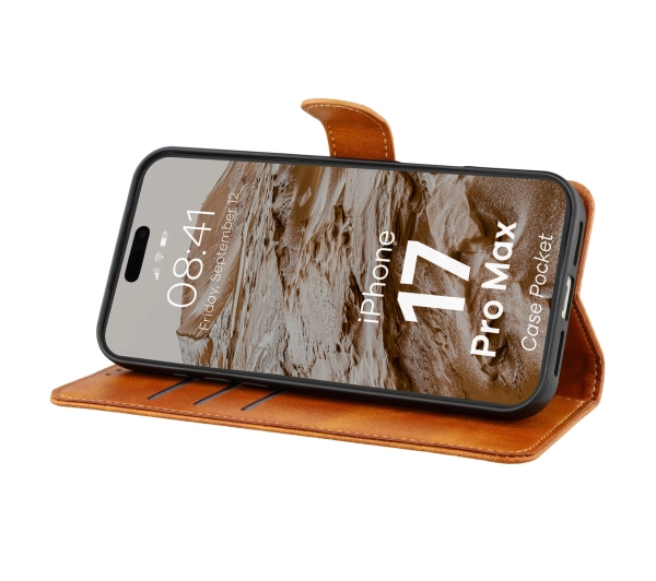Bizon z klapką Pocket do Apple iPhone 17 Pro Max Brązowy