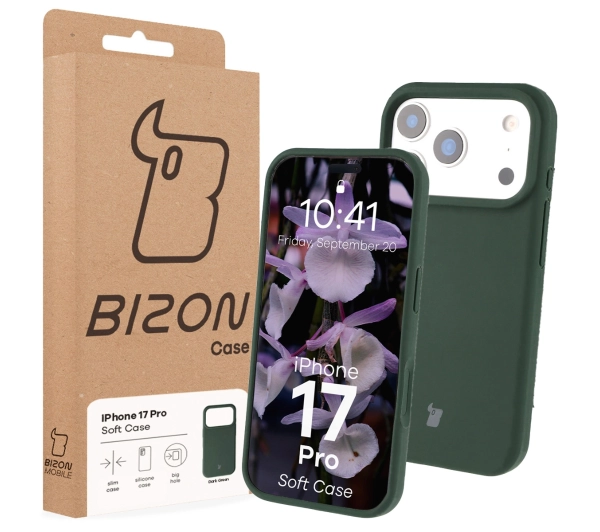 Bizon Silikonowe Soft do Apple iPhone 17 Pro Ciemnozielony