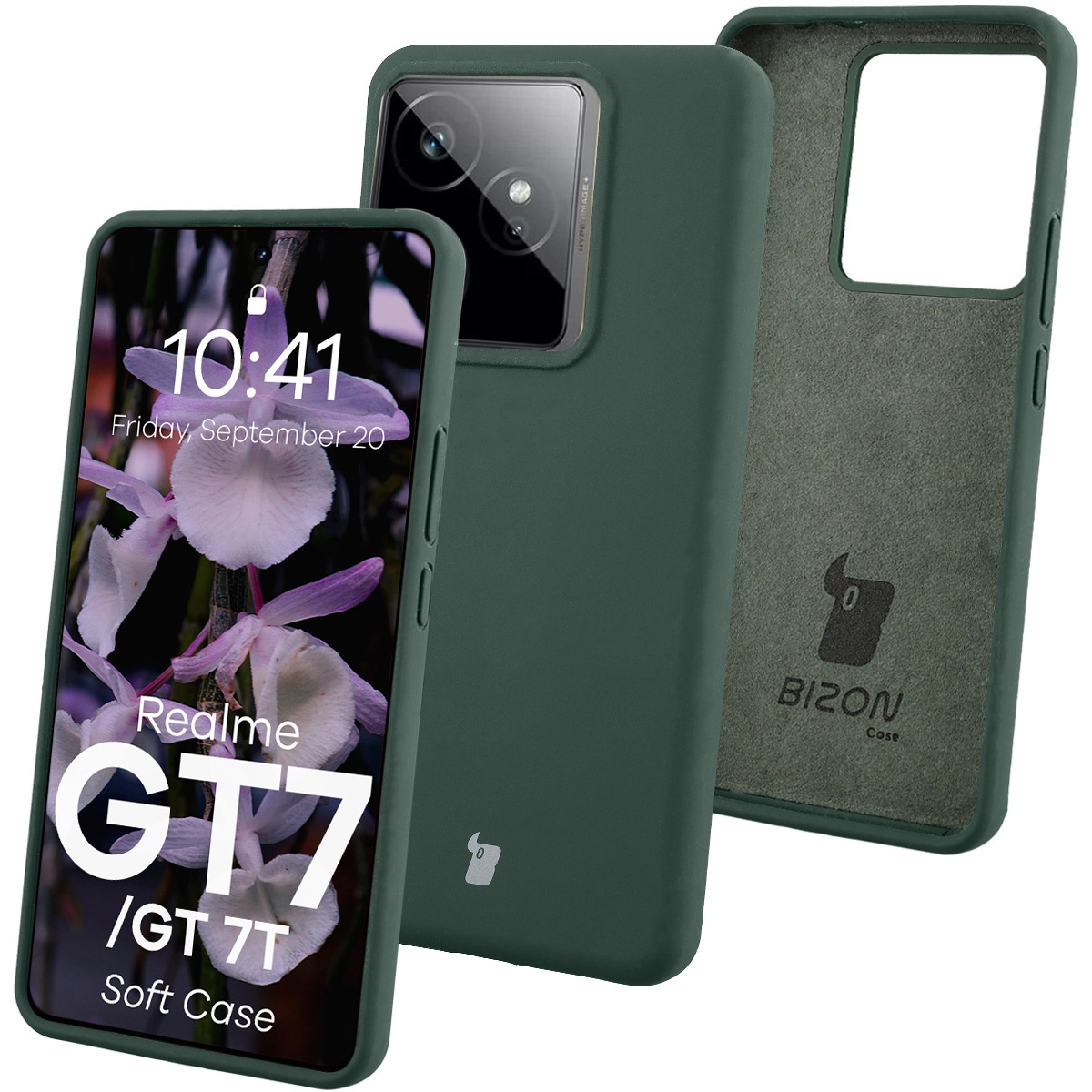 Etui Bizon Soft do Realme GT 7 / Realme GT 7T Ciemnozielony