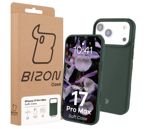 Bizon Silikonowe Soft do Apple iPhone 17 Pro Max Ciemnozielony