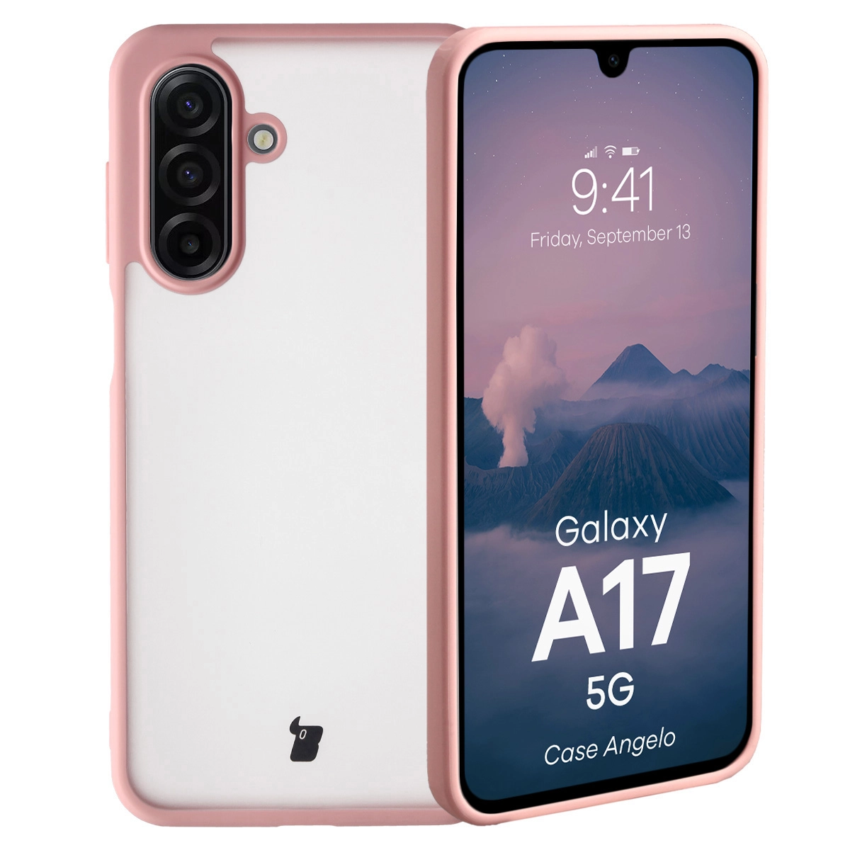 Etui Bizon Angelo do Samsung Galaxy A17 5G z różową ramką