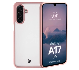 Etui Bizon Angelo do Samsung Galaxy A17 5G z różową ramką