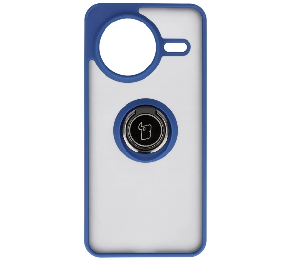 Bizon z uchwytem na palec Hybrid Ring do Xiaomi POCO F7 Pro Przydymione z niebieską ramką