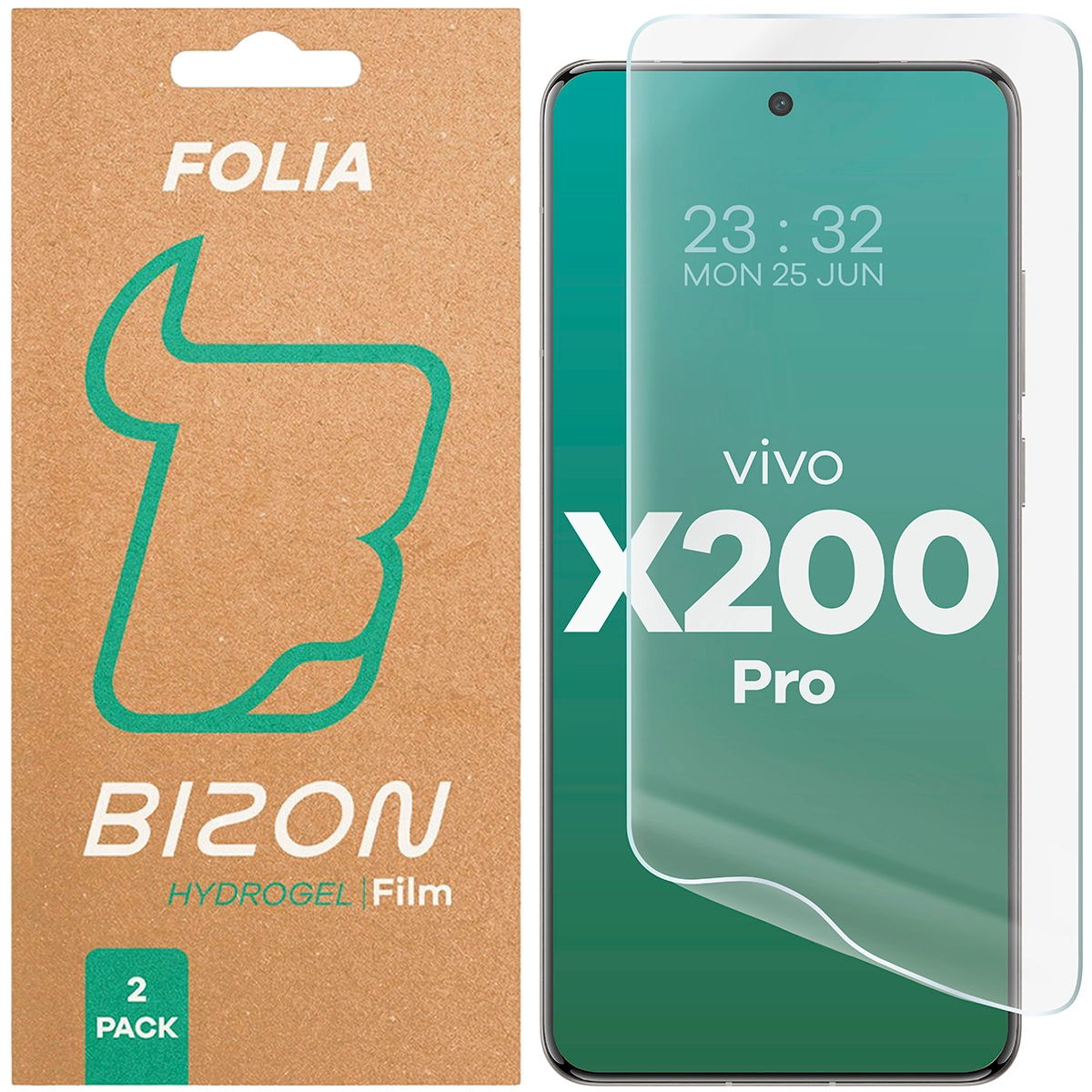 Folia hydrożelowa Bizon na ekran Hydrogel Front do Vivo X200 Pro 2 sztuki