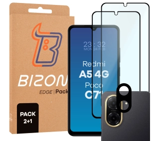 Bizon 2x szkło + szybka na aparat Edge 2 Pack do Xiaomi Redmi A5 4G / POCO C71 4G