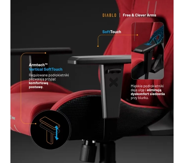 Diablo Chairs X.One Prime Normal Size Bloody Mary Gamingowy Do 140kg Tkanina Czerwony - Kup na Raty - RRSO 0%
