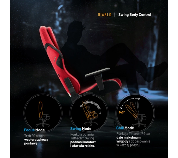 Diablo Chairs X.One Prime Normal Size Bloody Mary Gamingowy Do 140kg Tkanina Czerwony - Kup na Raty - RRSO 0%