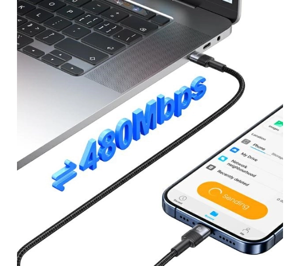 USAMS USB-C do USB-C 60W 1,2m Stalowy
