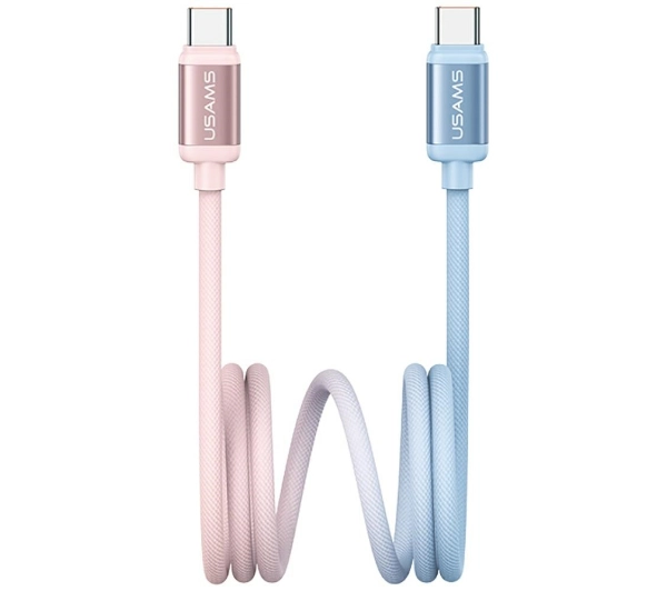 Kabel USB-C - USB-C USAMS Bicolor Series SJ756 PD 60W 1.2 m Niebiesko-różowy