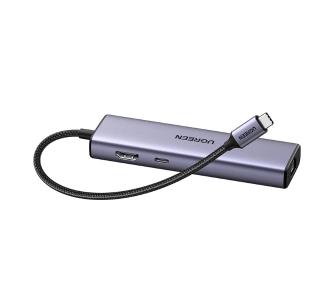Hub USB UGREEN CM512 6w1 USB-C do 3x USB A 3.0 HDMI RJ45 PD Converter Szary