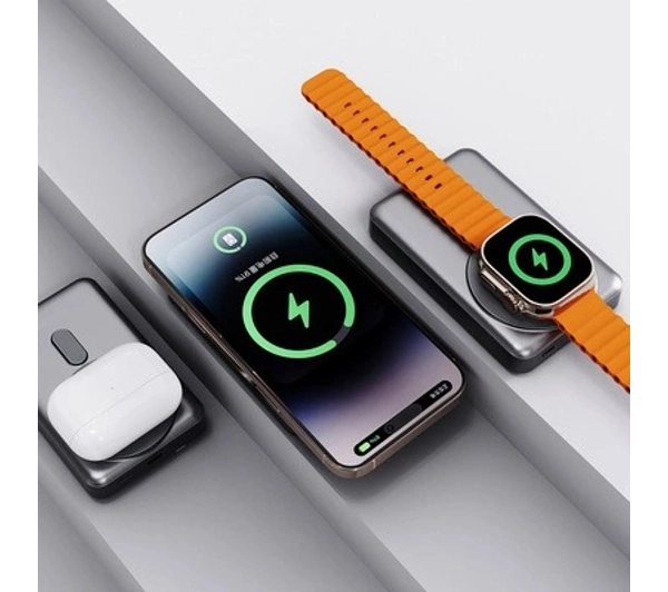 Dudao K29 10000mAh Wbudowany kabel USB-C Lightning MagSafe 20W Srebrny