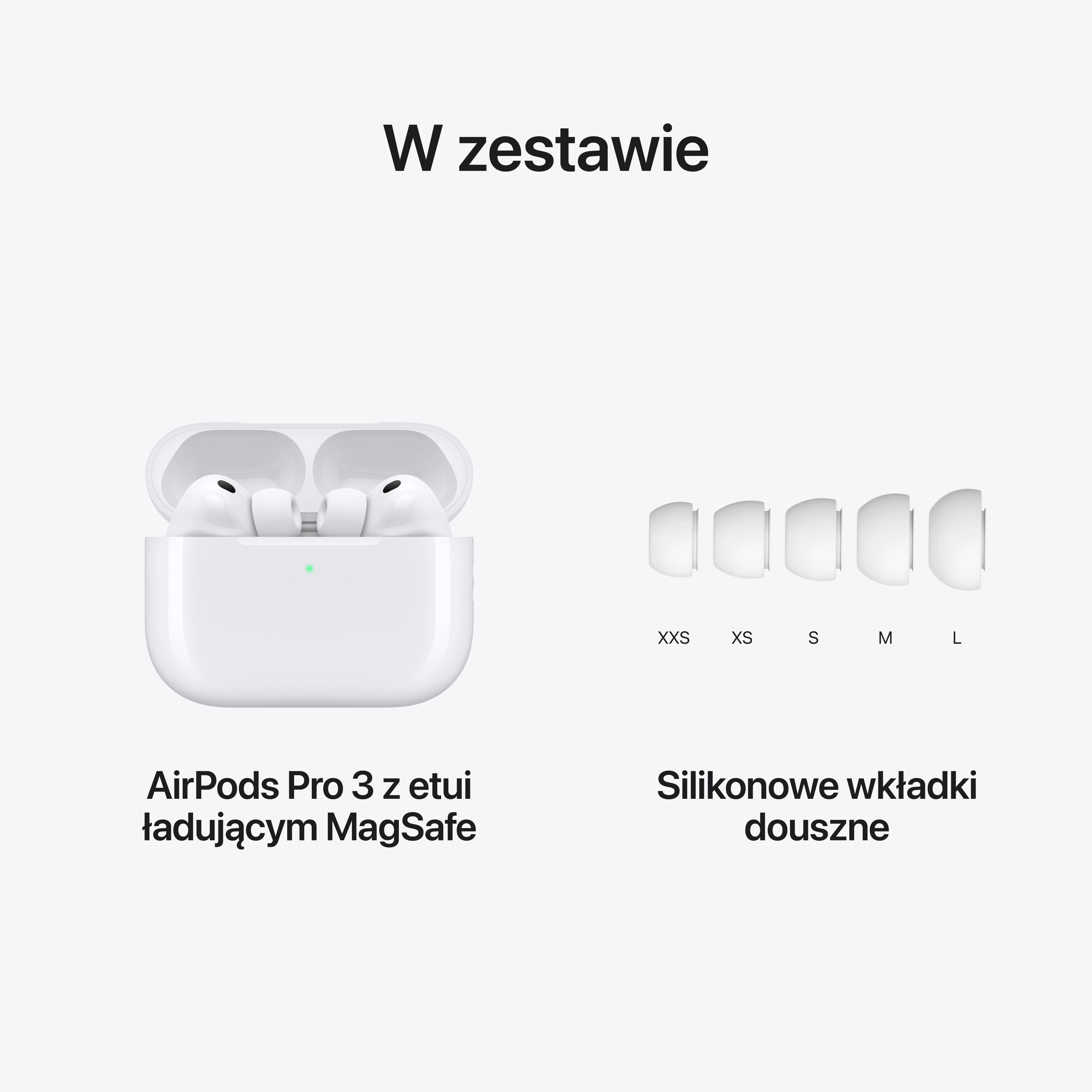 Apple AirPods Pro 3 generacji z etui MagSafe USB/C Dokanałowe