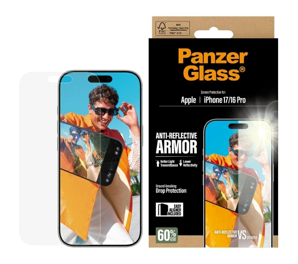 PanzerGlass Armor Anti-Reflective EasyAligner do iPhone 17 / 16 Pro