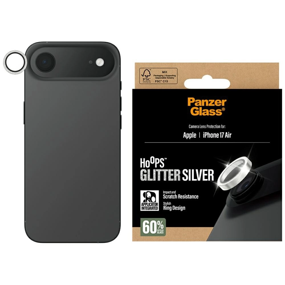 Szkło ochronne PanzerGlass Hoops Glitter do iPhone Air Srebrny