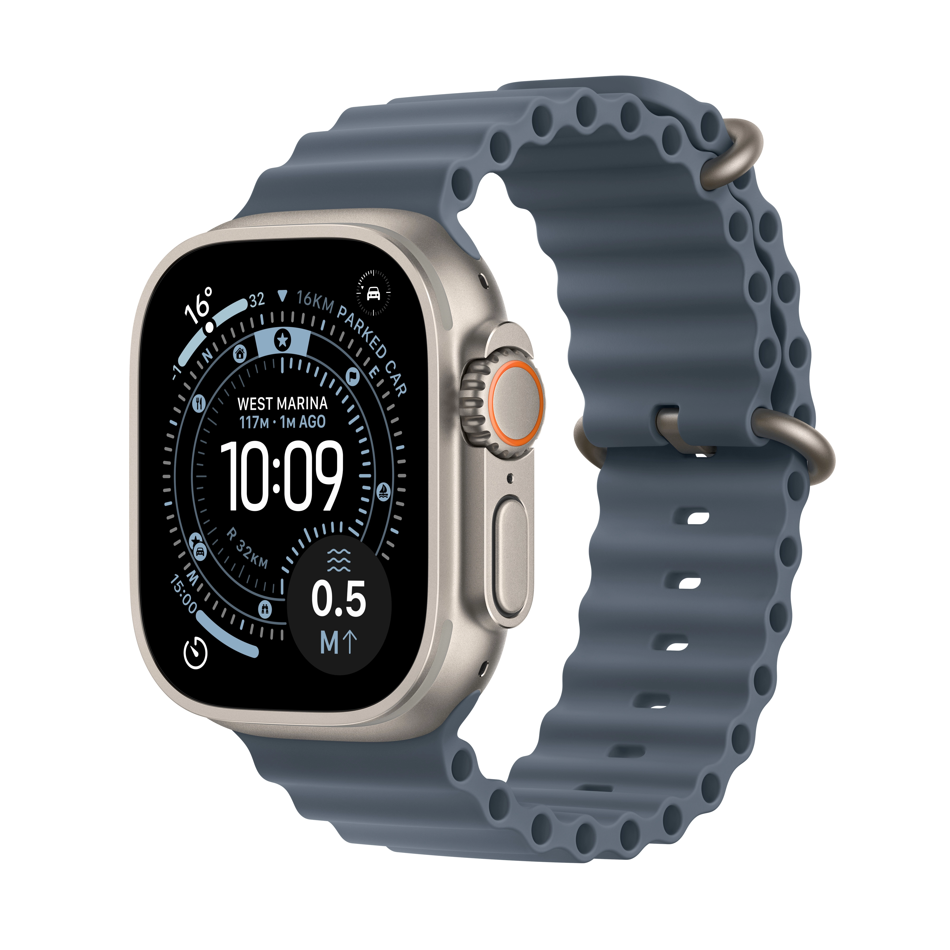 Apple Watch Ultra 3 GPS + Cellular koperta z natural tytanu Szary 49mm Pasek Ocean Granatowy